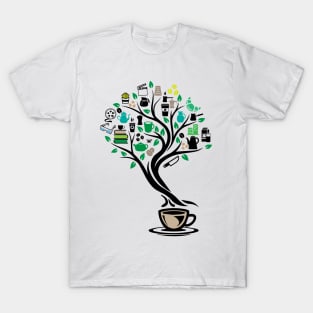 Coffee Caffeine Tree Of Life Yoga Celtic Viking Yggdrasil T-Shirt